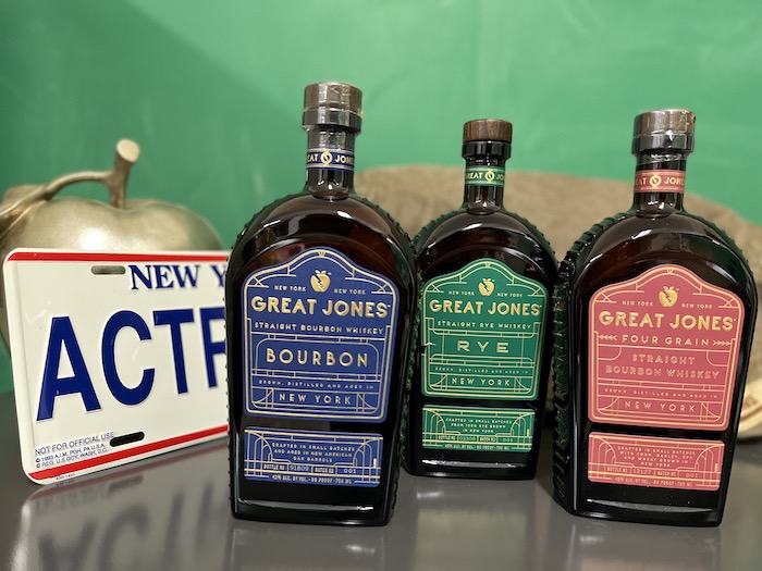 Great Jones Straight Bourbon, Four Grain Straight Bourbon, and Straight Rye (image via Scott Bernard Nelson)